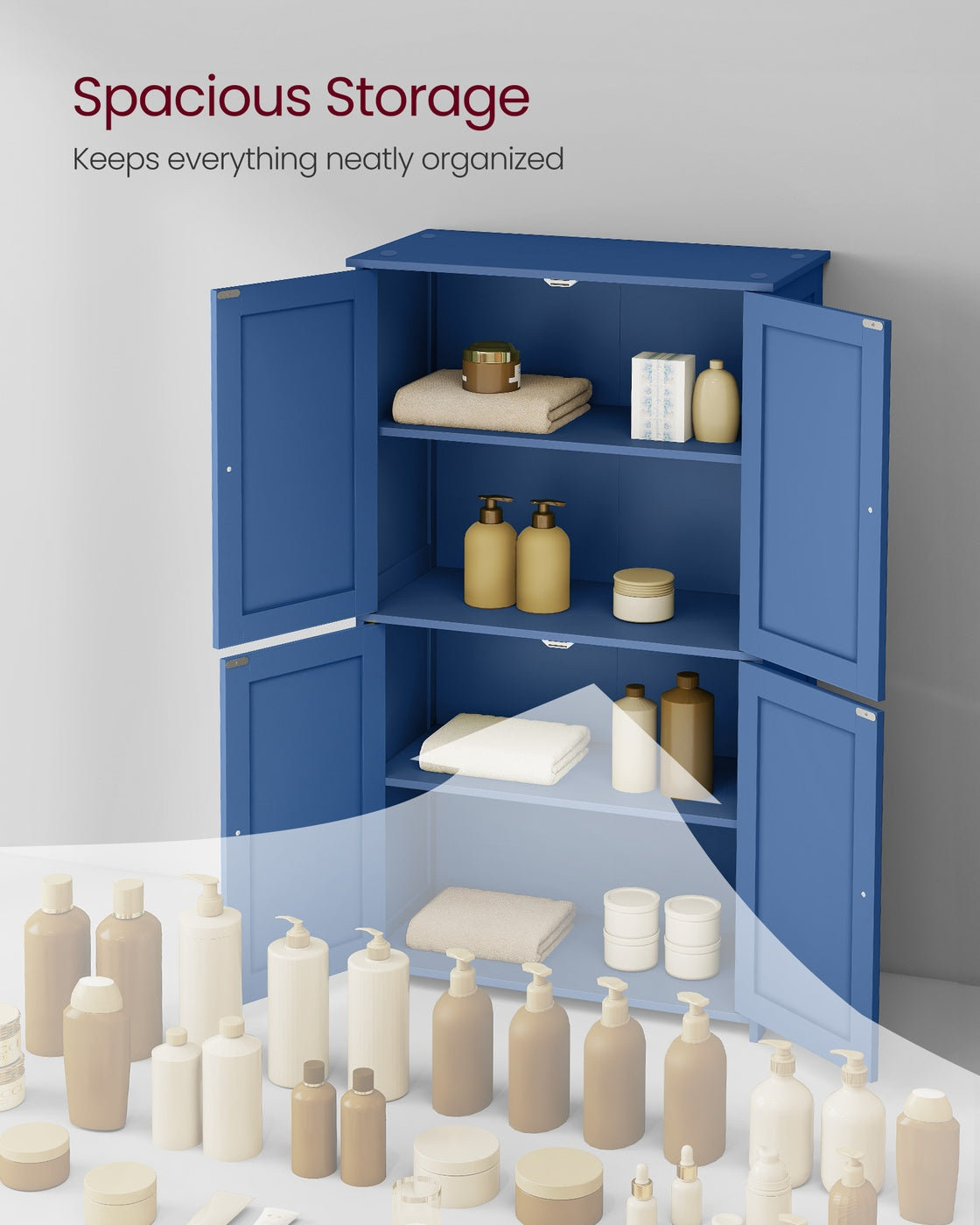 VASAGLE Floor Storage Cabinet with Adjustable Shelves and Doors – Bijou Blue