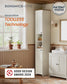 SONGMICS HOME Slim Freestanding Storage Cabinet with Adjustable Shelves – Rustic White