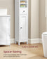 VASAGLE Tall Bathroom Cabinet, Slim Storage, Adjustable Shelves, Cloud White