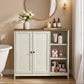 VASAGLE Bathroom Storage Cabinet, 2 Doors and Adjustable Shelves, 35.4" W Bathroom Floor Cabinet – Rustic White and Honey Brown