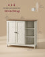 VASAGLE Bathroom Storage Cabinet, 2 Doors and Adjustable Shelves, 35.4" W Bathroom Floor Cabinet – Rustic White and Honey Brown