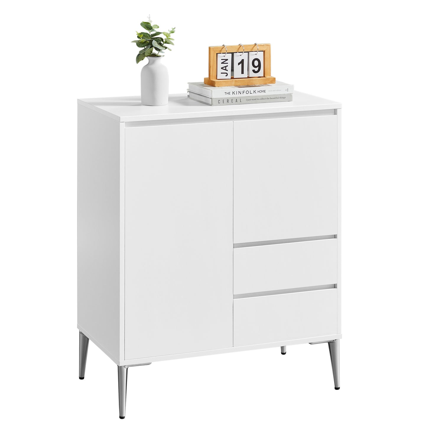VASAGLE Sideboard, Buffet Cabinet with 2 Drawers – Cloud White