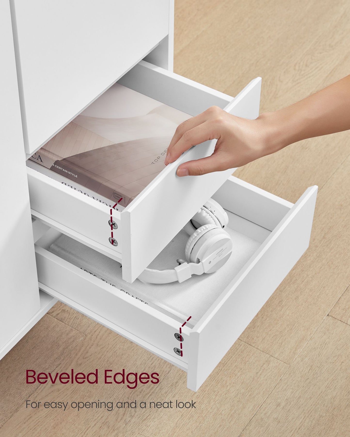 VASAGLE Sideboard, Buffet Cabinet with 2 Drawers – Cloud White