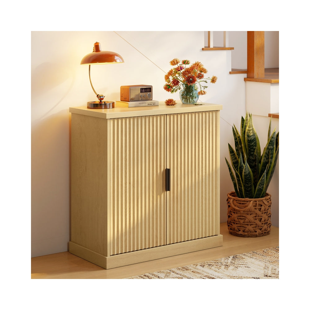 VASAGLE Sideboard with Adjustable Shelf Oak Beige