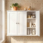 VASAGLE Farmhouse Wall Cabinet with Three Doors and Adjustable Shelf