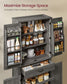 VASAGLE Liry Pantry Cabinet with Barn Doors – Misty Gray