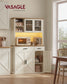 VASAGLE Pantry Cabinet with Lights and Charging Station 15.6 X 41.9 X 71.1 Inches Rustic White