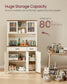 VASAGLE Pantry Cabinet with Lights and Charging Station 15.6 X 41.9 X 71.1 Inches Rustic White