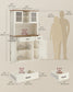 VASAGLE Pantry Cabinet with Lights and Charging Station 15.6 X 41.9 X 71.1 Inches Rustic White