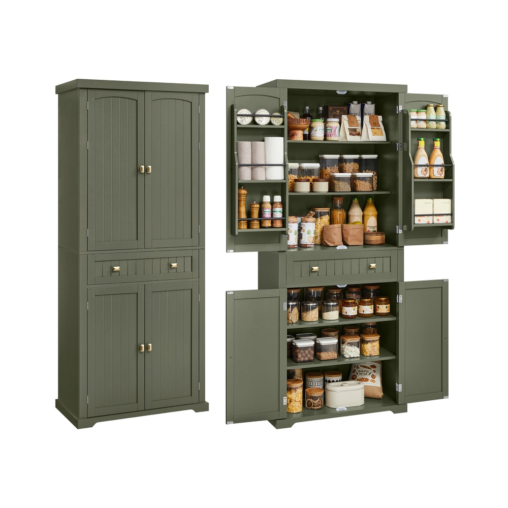 VASAGLE Pantry Cabinet, Tall Storage, 15.7 X 30 X 71.7 Inches, Forest Green