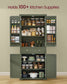 VASAGLE Pantry Cabinet, Tall Storage, 15.7 X 30 X 71.7 Inches, Forest Green