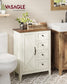 VASAGLE Liry Farmhouse Bathroom Floor Cabinet with 4 Drawers – Rustic White