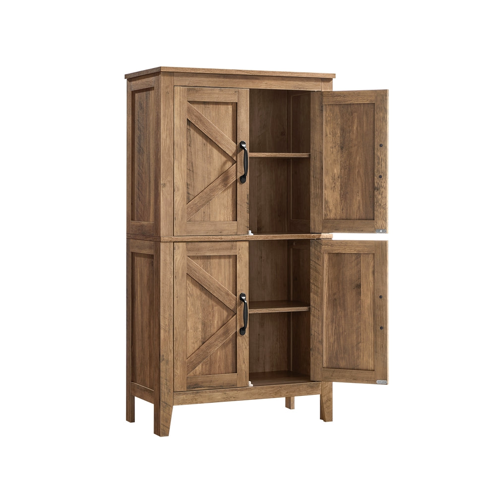 VASAGLE Liry Farmhouse Storage Cabinet with Barn Doors – Honey Brown