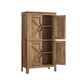 VASAGLE Liry Farmhouse Storage Cabinet with Barn Doors – Honey Brown