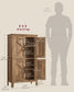 VASAGLE Liry Farmhouse Storage Cabinet with Barn Doors – Honey Brown