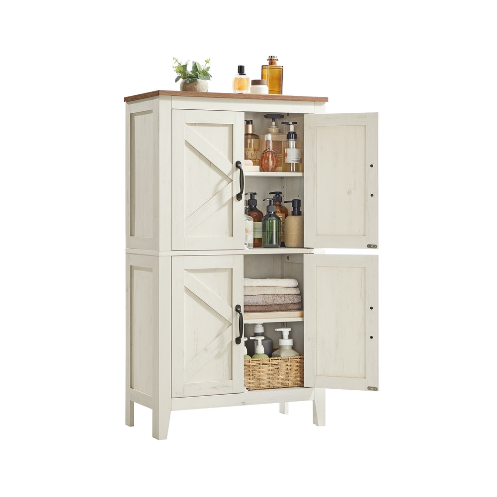 VASAGLE Liry Farmhouse Storage Cabinet with Barn Doors – Rustic White
