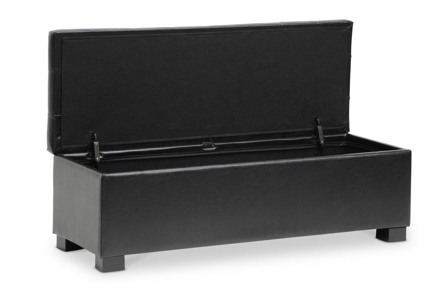 Baxton Studio RoaNoke Contemporary Black Ottoman