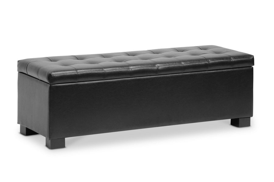 Baxton Studio RoaNoke Contemporary Black Ottoman
