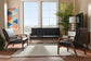 Baxton Studio Nikko Mid-century Modern Scandinavian Style Dark Brown Faux Leather 3 Pieces Living Room Sets