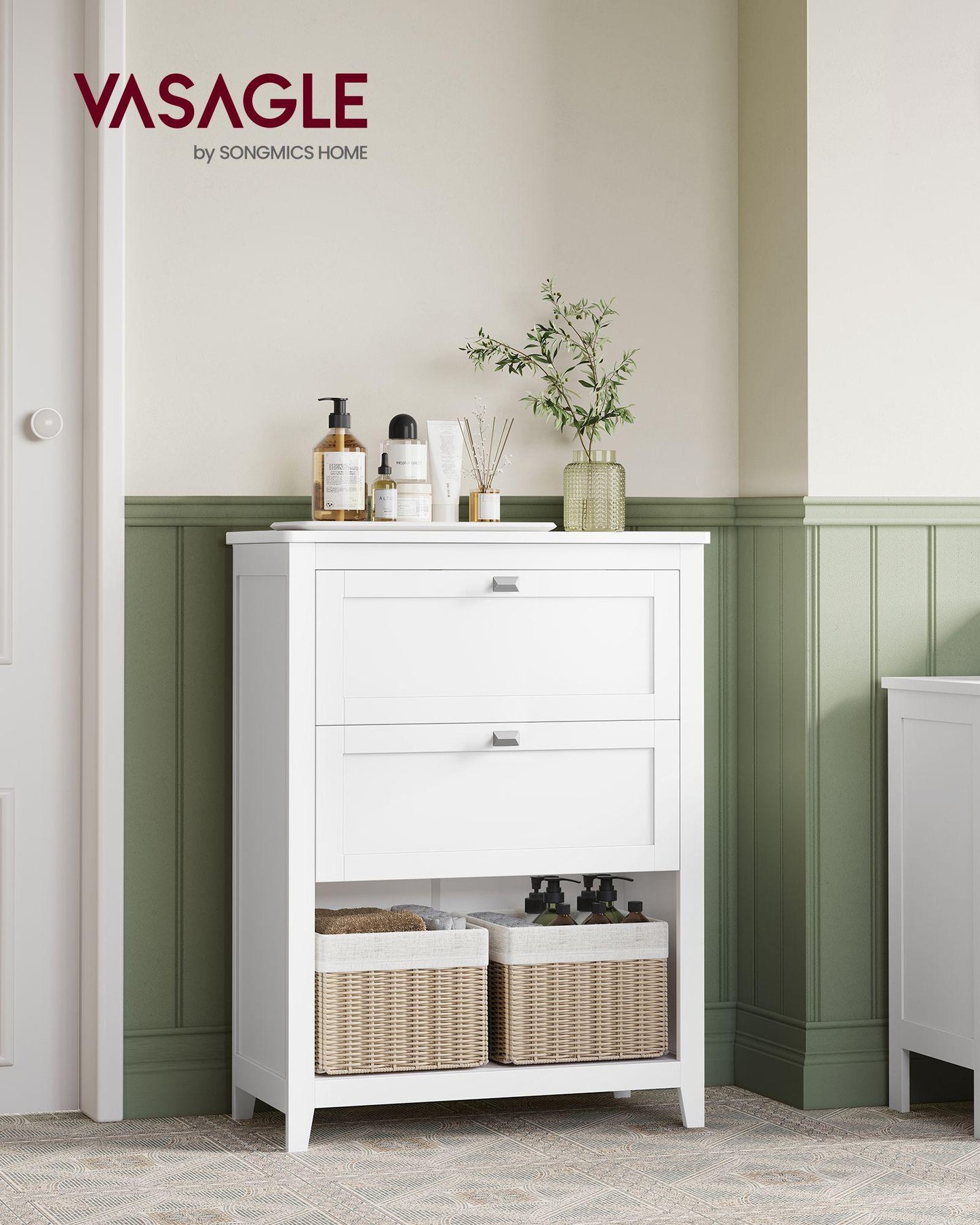 Bathroom Cabinet with 2 Drawers Cloud White FredCo