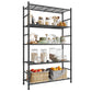 SONGMICS 5-Tier Metal Storage Shelf Heavy-Duty Adjustable Wire Shelving Unit for Kitchen – Matte Black