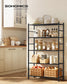 SONGMICS 5-Tier Metal Storage Shelf Heavy-Duty Adjustable Wire Shelving Unit for Kitchen – Matte Black