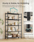 SONGMICS 5-Tier Metal Storage Shelf Heavy-Duty Adjustable Wire Shelving Unit for Kitchen – Matte Black