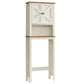 VASAGLE Liry Over the Toilet Storage Cabinet with Barn Doors and Adjustable Shelf – Rustic White – 9.8"D x 23.6"W x 66.4"H