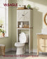 VASAGLE Liry Over the Toilet Storage Cabinet with Barn Doors and Adjustable Shelf – Rustic White – 9.8"D x 23.6"W x 66.4"H