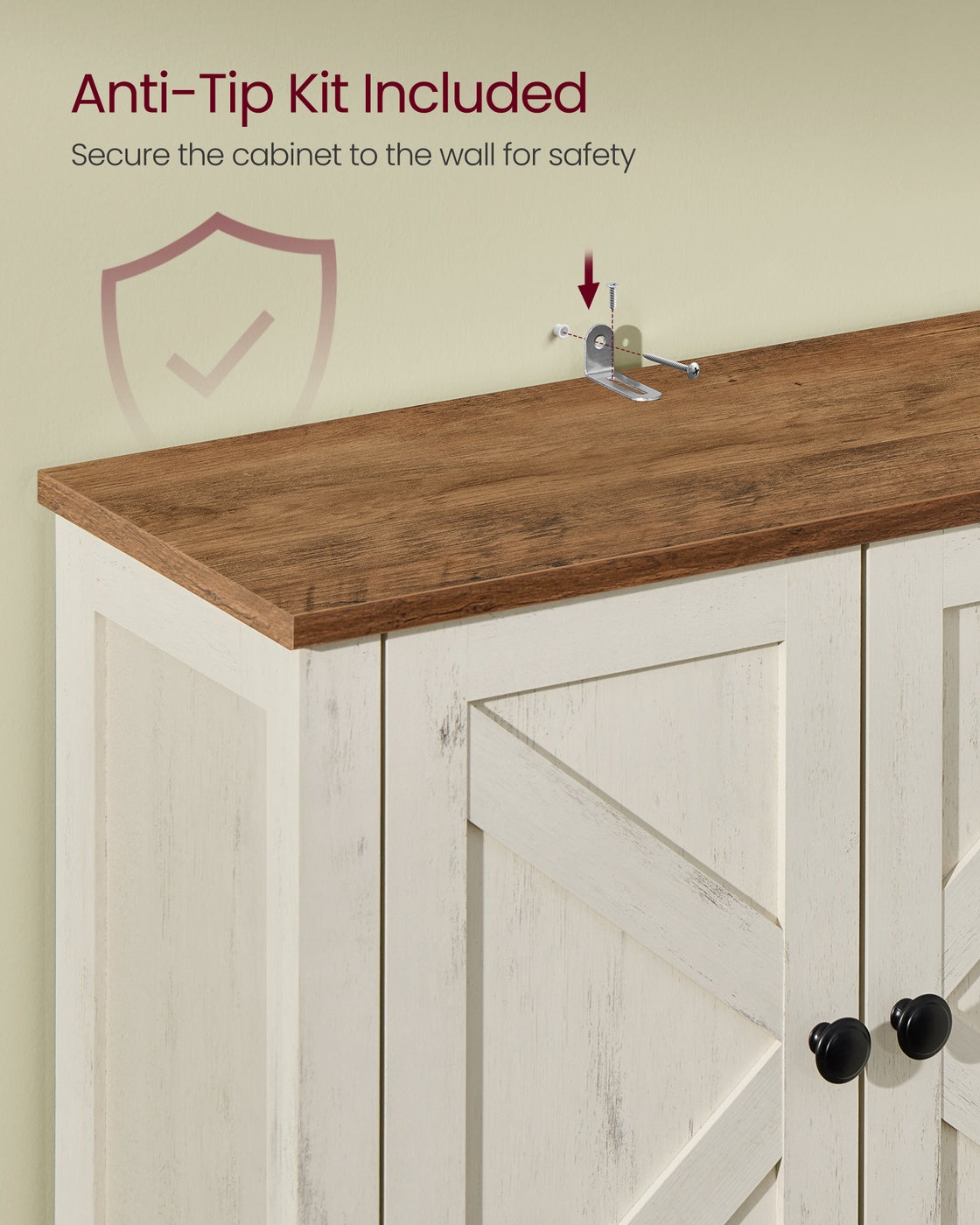 VASAGLE Liry Over the Toilet Storage Cabinet with Barn Doors and Adjustable Shelf – Rustic White – 9.8"D x 23.6"W x 66.4"H