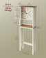 VASAGLE Liry Over the Toilet Storage Cabinet with Barn Doors and Adjustable Shelf – Rustic White – 9.8"D x 23.6"W x 66.4"H