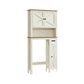 VASAGLE Liry Over the Toilet Storage Cabinet with Barn Doors and Adjustable Shelf – Rustic White – 9.8"D x 31.8"W x 66.9"H
