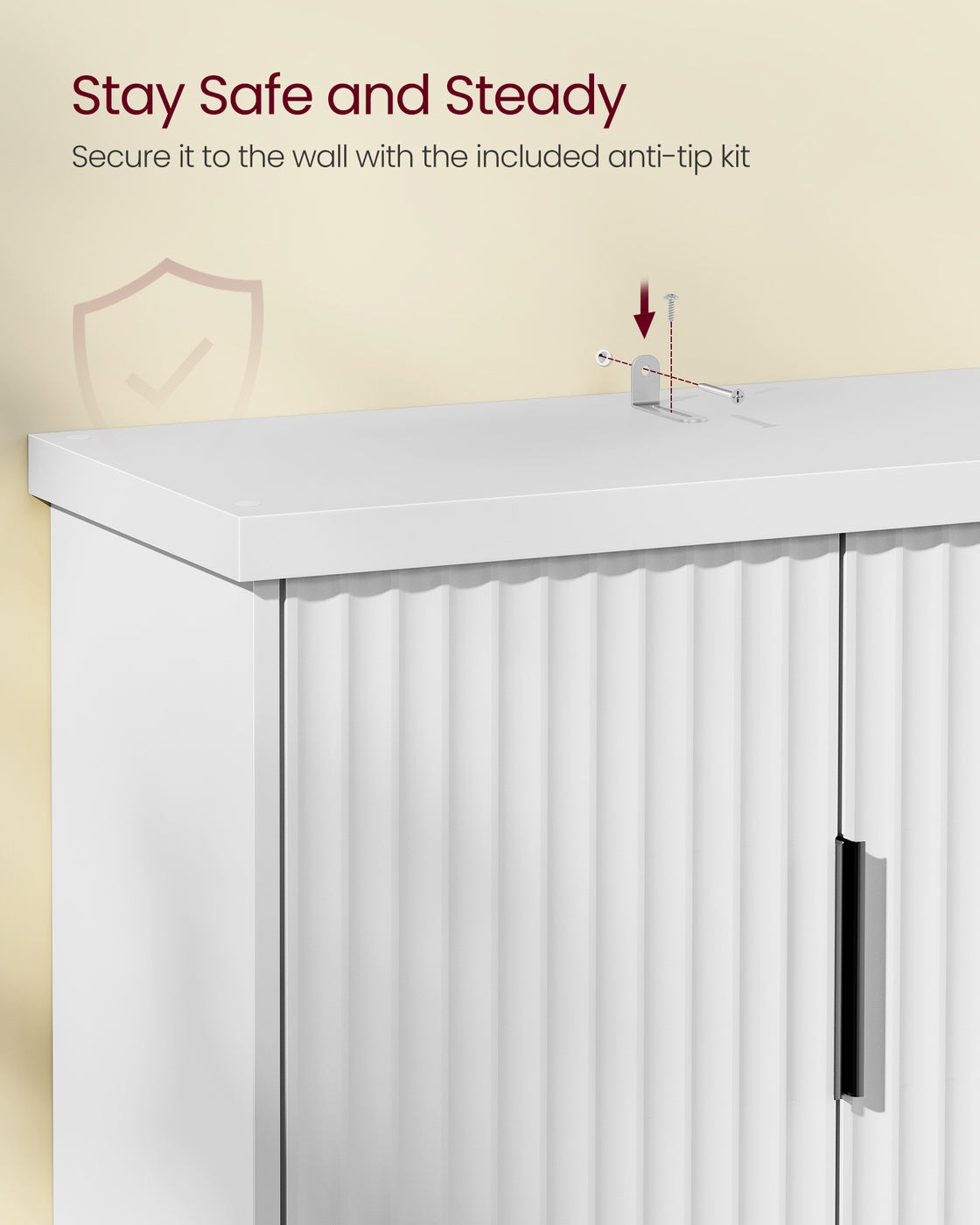 VASAGLE Maxe Over the Toilet Storage Cabinet, 23.6-Inch Wide Mid Century Modern, Cloud White