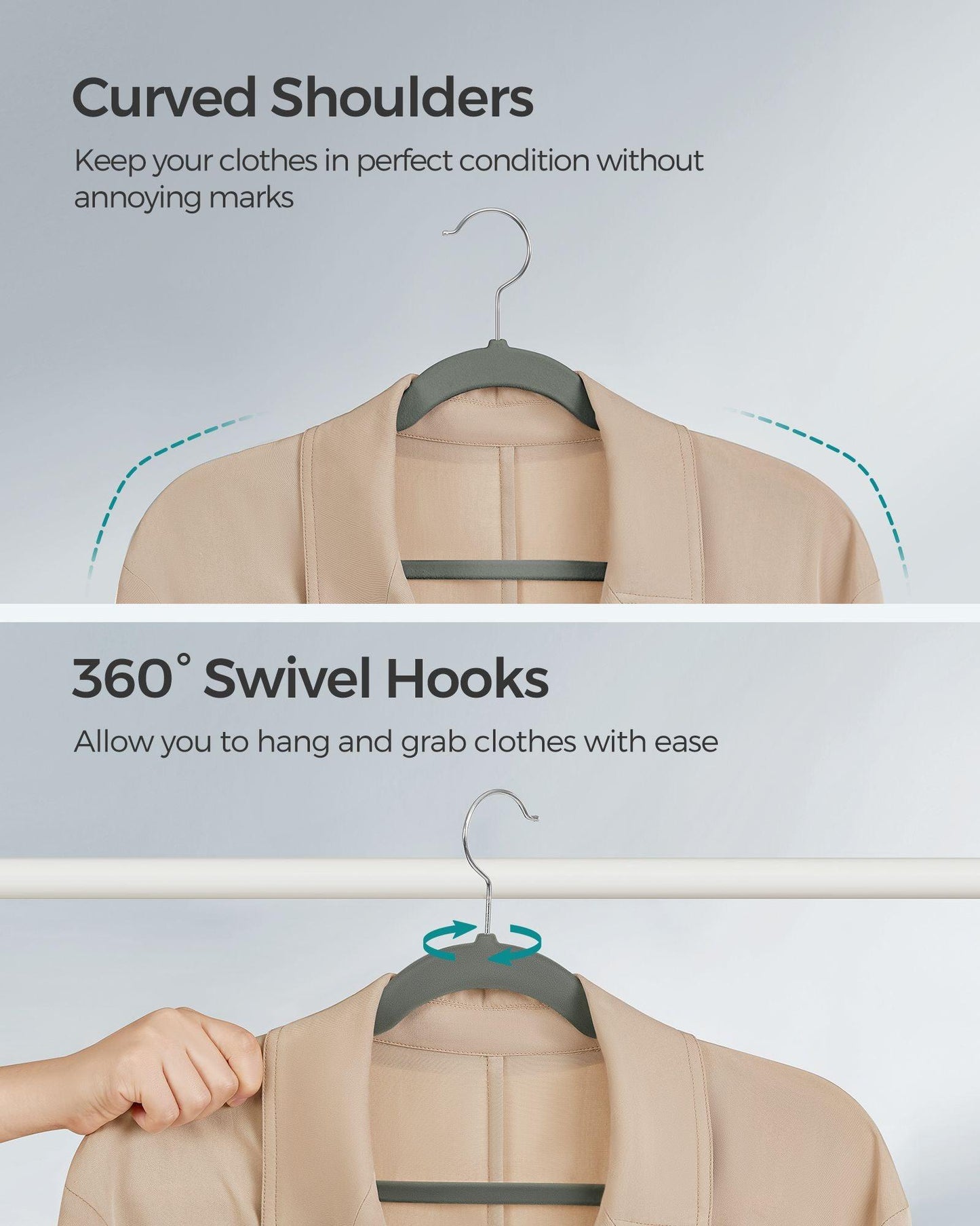 30-Pack Velvet Clothes Hangers Gray FredCo
