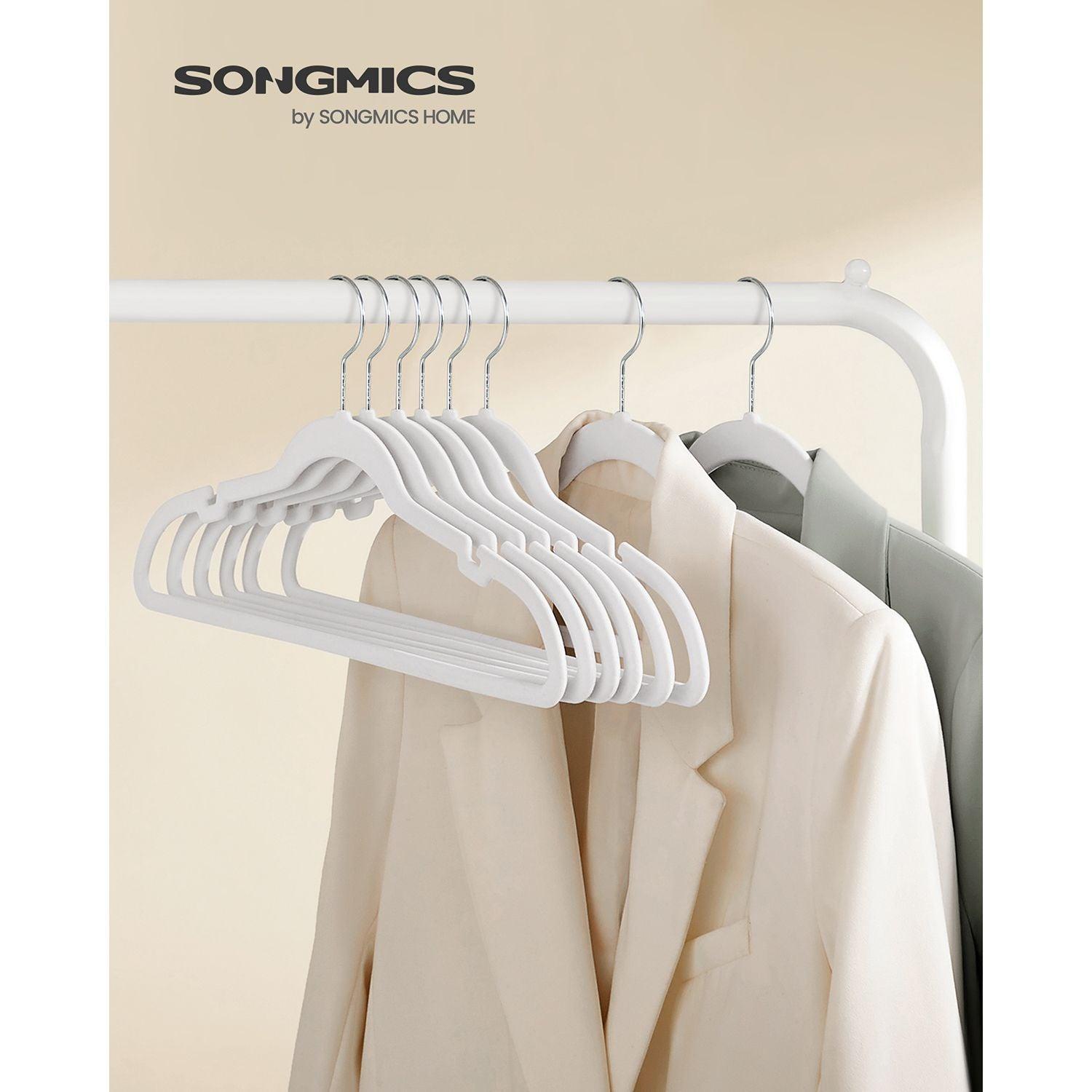 SONGMICS 50-Pack Non-Slip Coat Hangers 16.9 Inches, White / 20