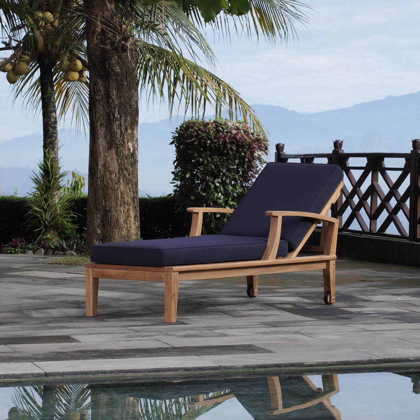 Marina Outdoor Patio Teak Single Chaise by Modway EEI-1151