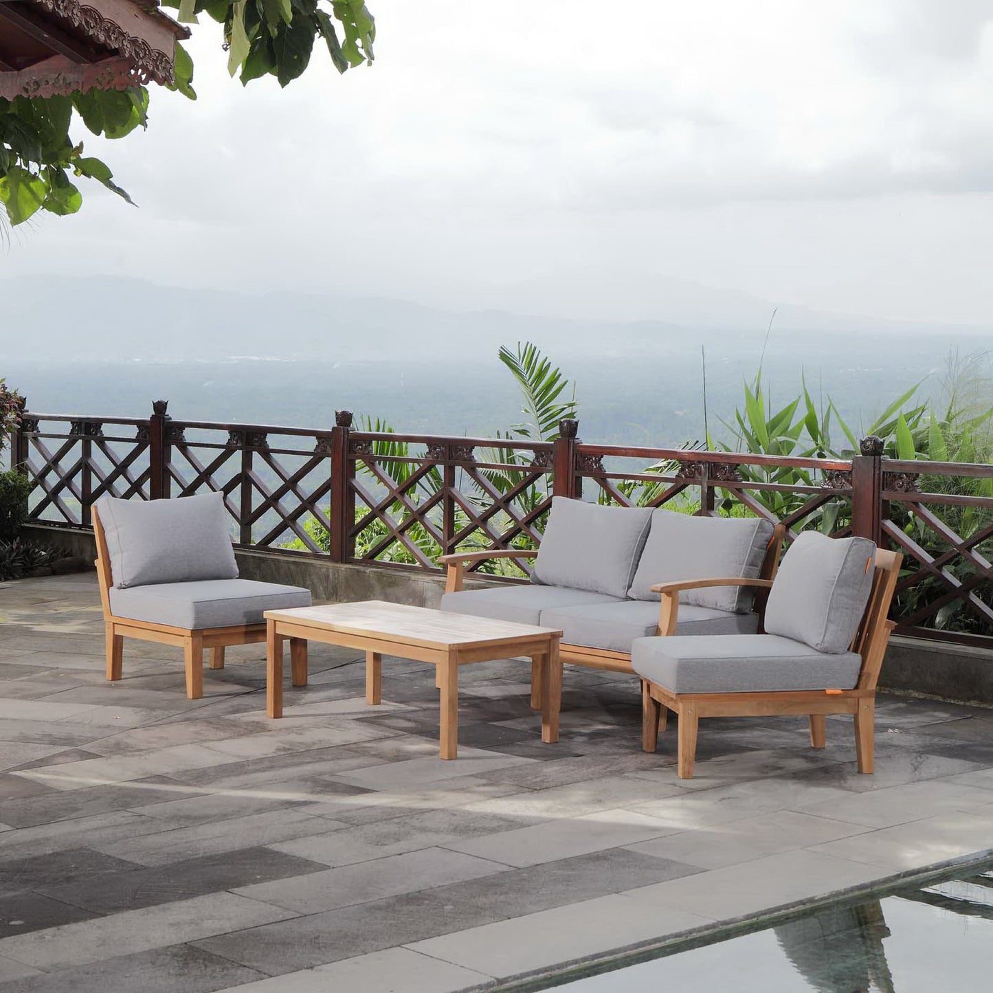 Marina 5 Piece Outdoor Patio Teak Set by Modway EEI-1477