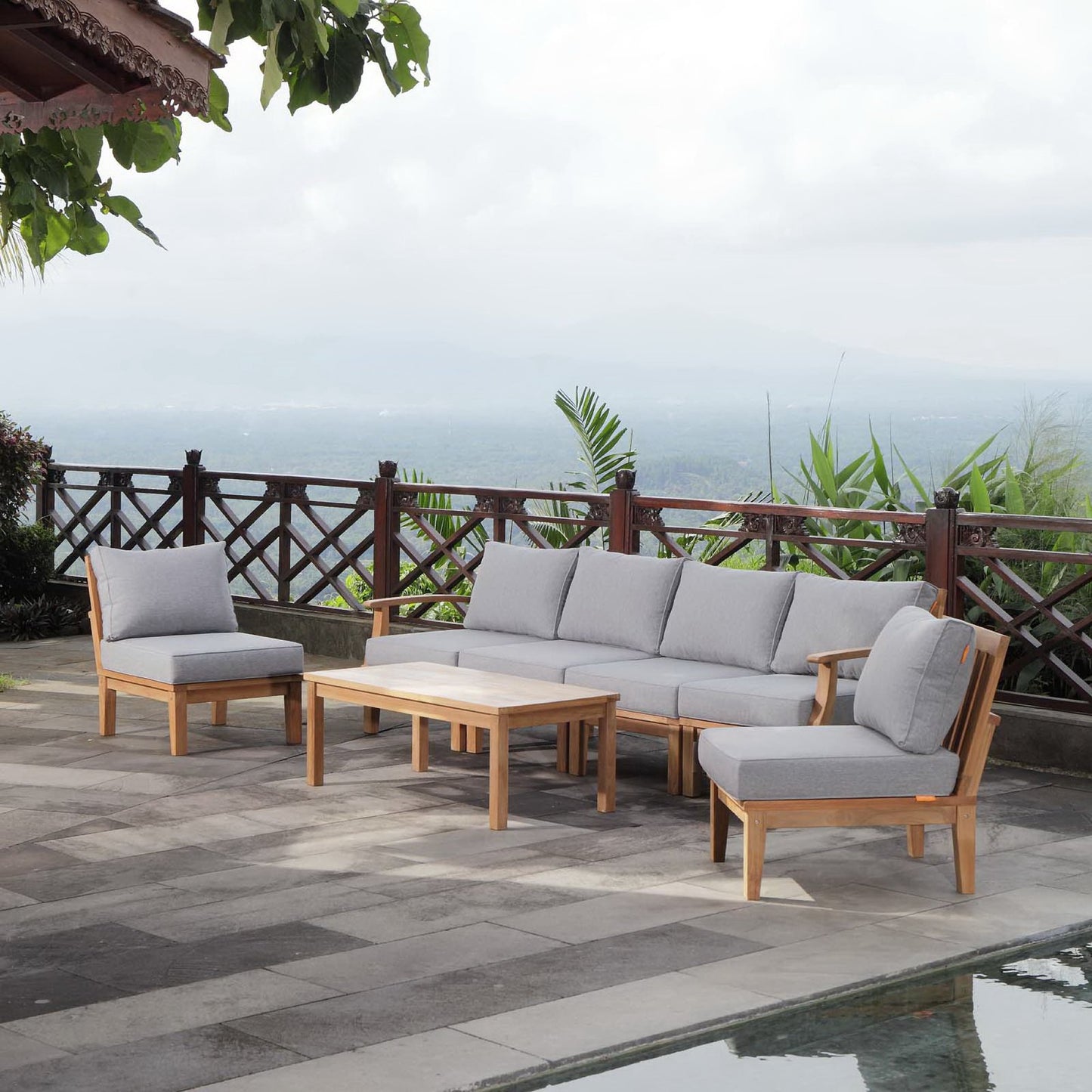 Marina 7 Piece Outdoor Patio Teak Set by Modway EEI-1481