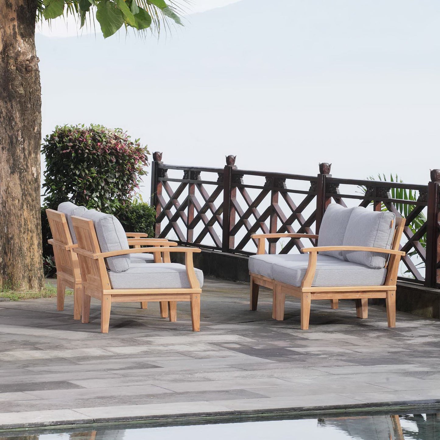Marina 4 Piece Outdoor Patio Teak Set by Modway EEI-1818