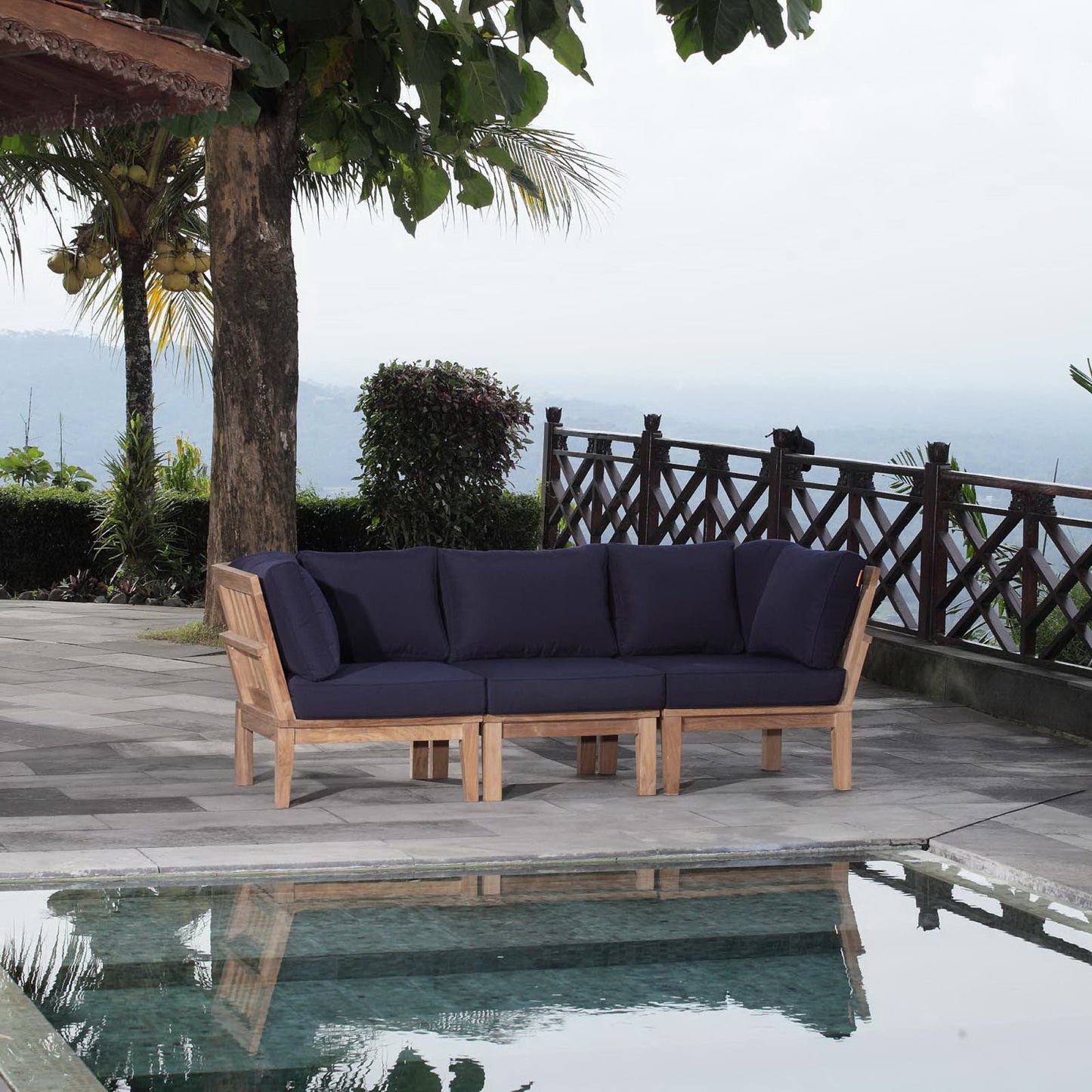 Marina 3 Piece Outdoor Patio Teak Set by Modway EEI-1820