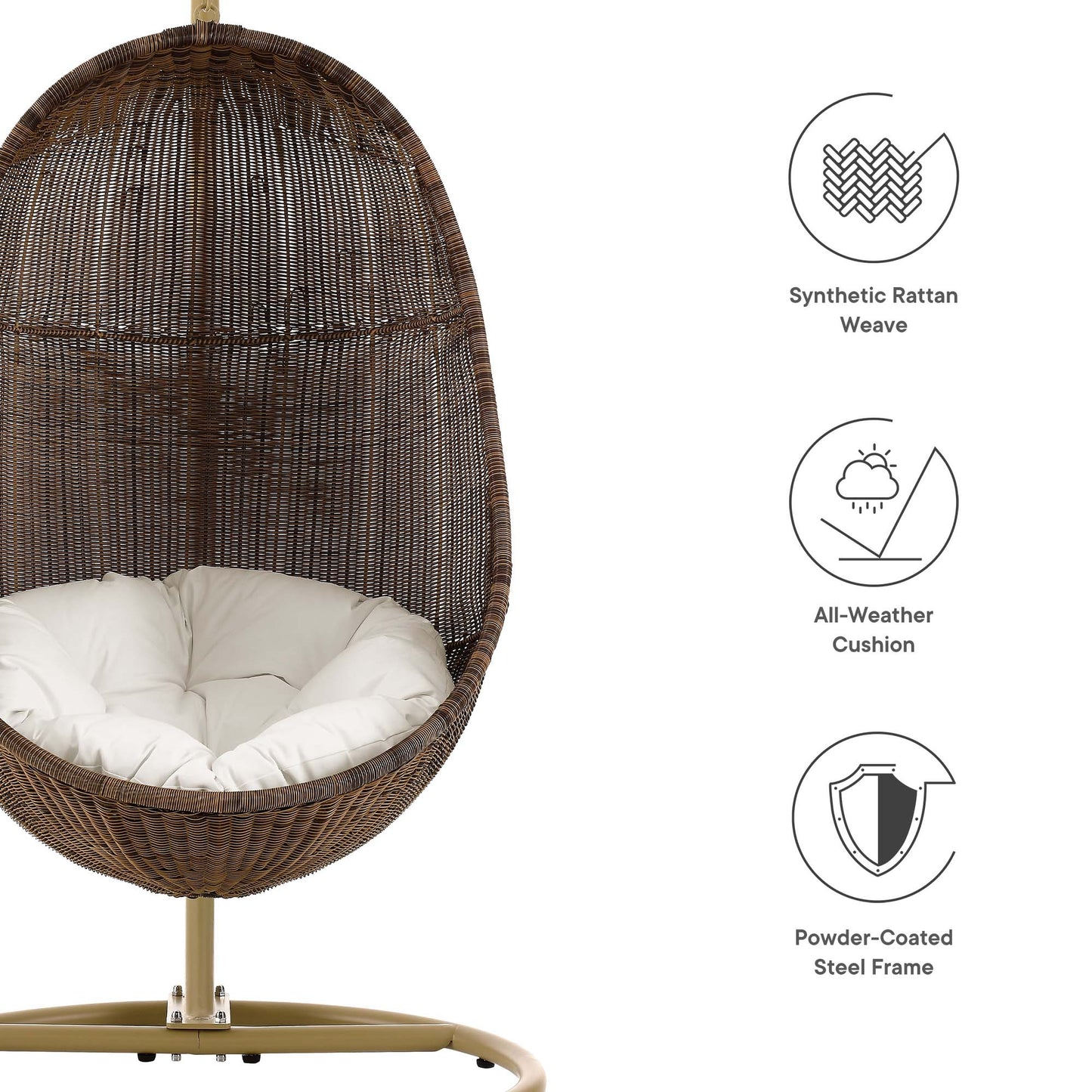 Bean Outdoor Patio Wood Swing Chair With Stand by Modway EEI-2277