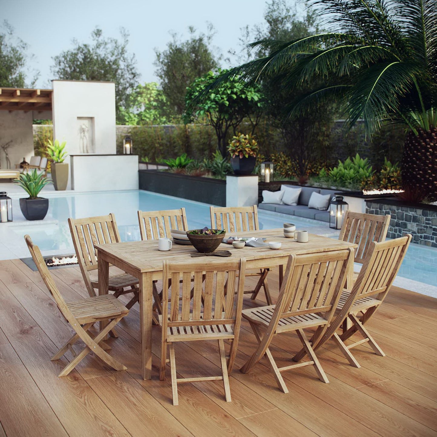 Marina 9 Piece Outdoor Patio Teak Dining Set by Modway EEI-3204