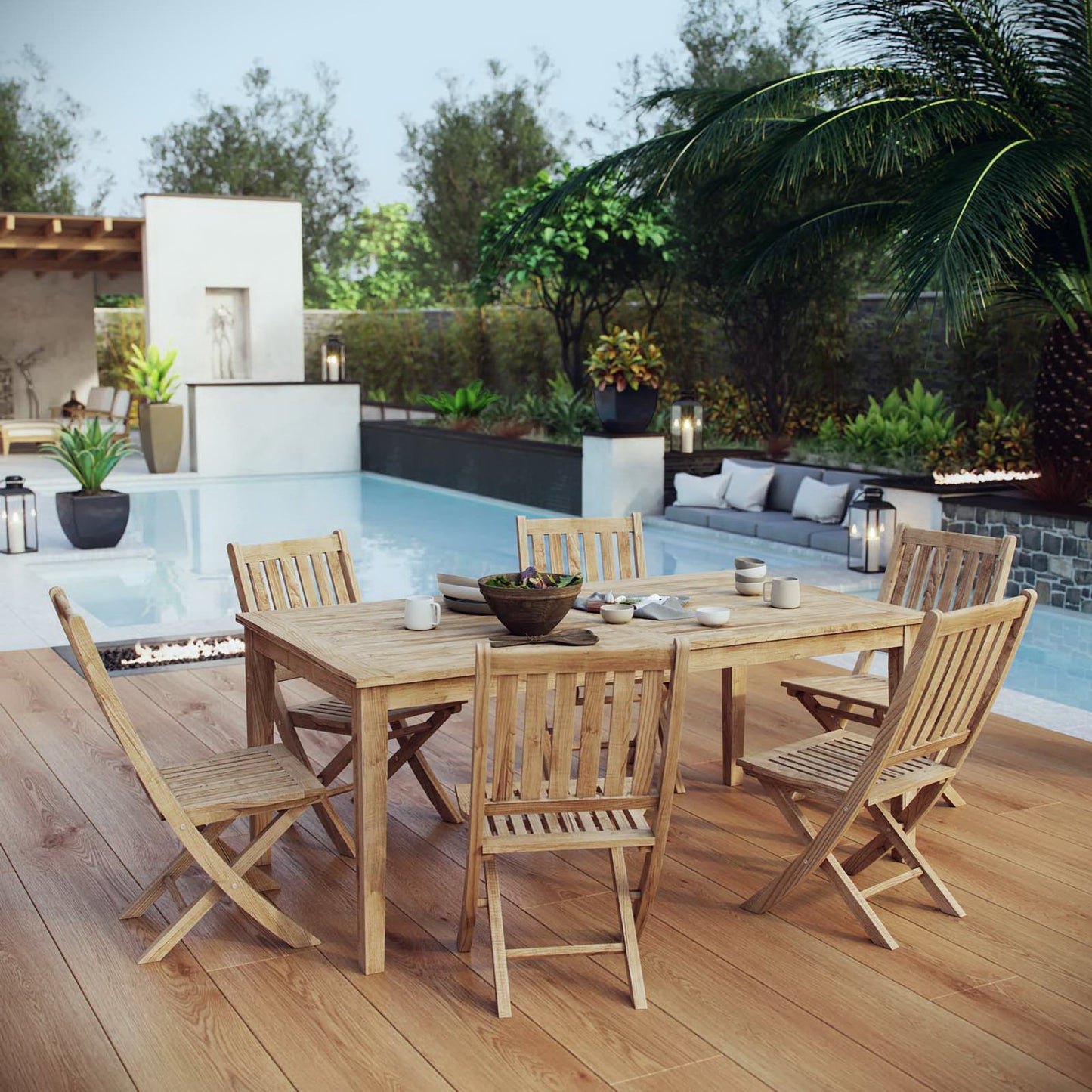 Marina 7 Piece Outdoor Patio Teak Dining Set by Modway EEI-3205
