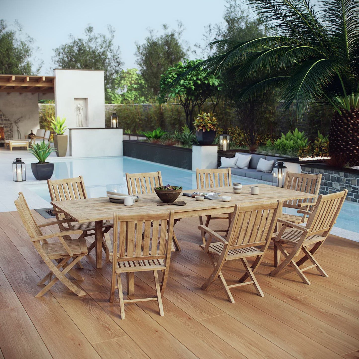 Marina 9 Piece Outdoor Patio Teak Dining Set by Modway EEI-3281