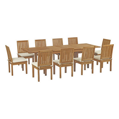 Marina 11 Piece Outdoor Patio Teak Dining Set by Modway EEI-3282