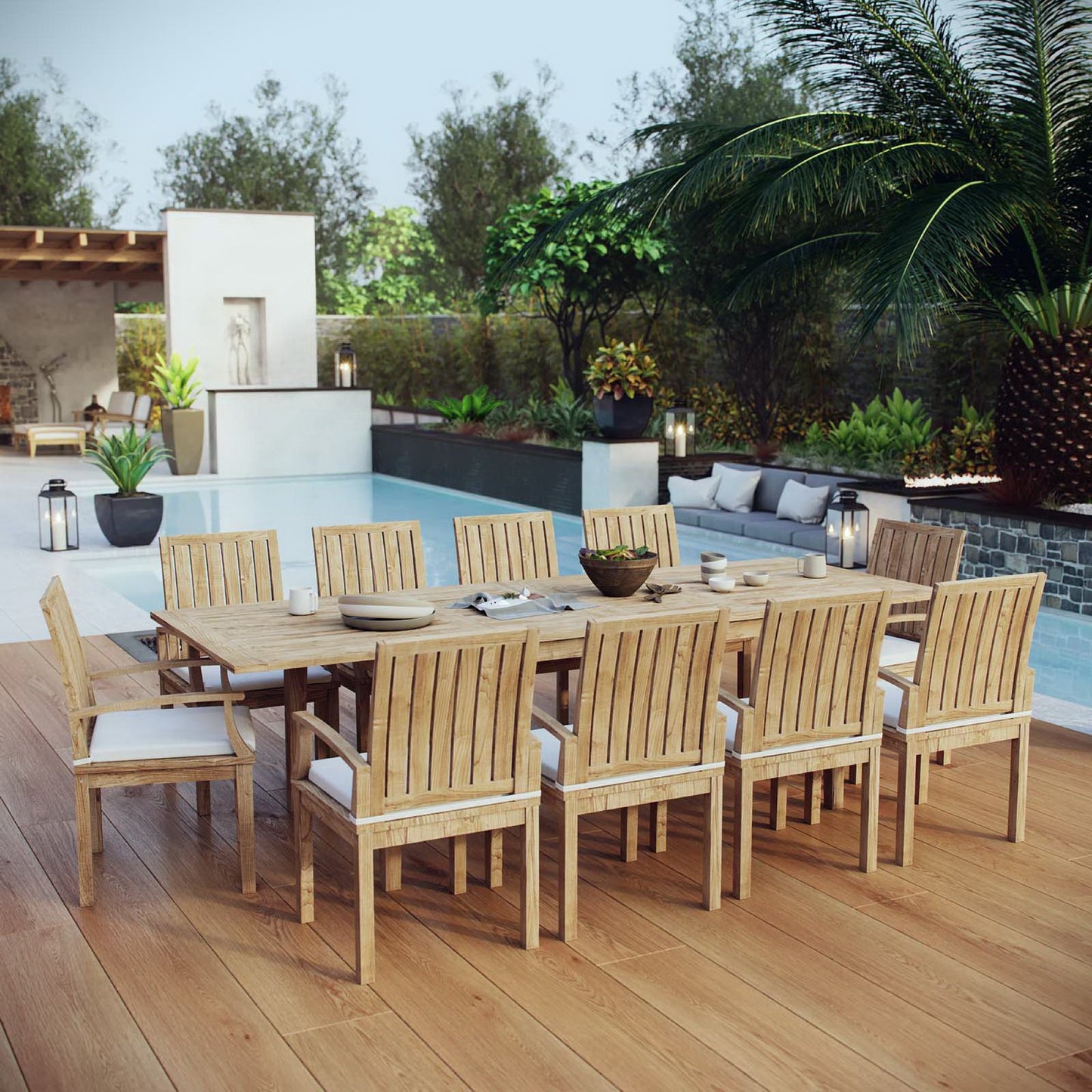 Marina 11 Piece Outdoor Patio Teak Dining Set by Modway EEI-3283