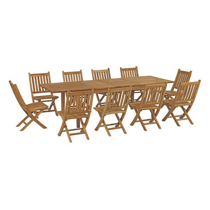 Marina 11 Piece Outdoor Patio Teak Dining Set by Modway EEI-3284
