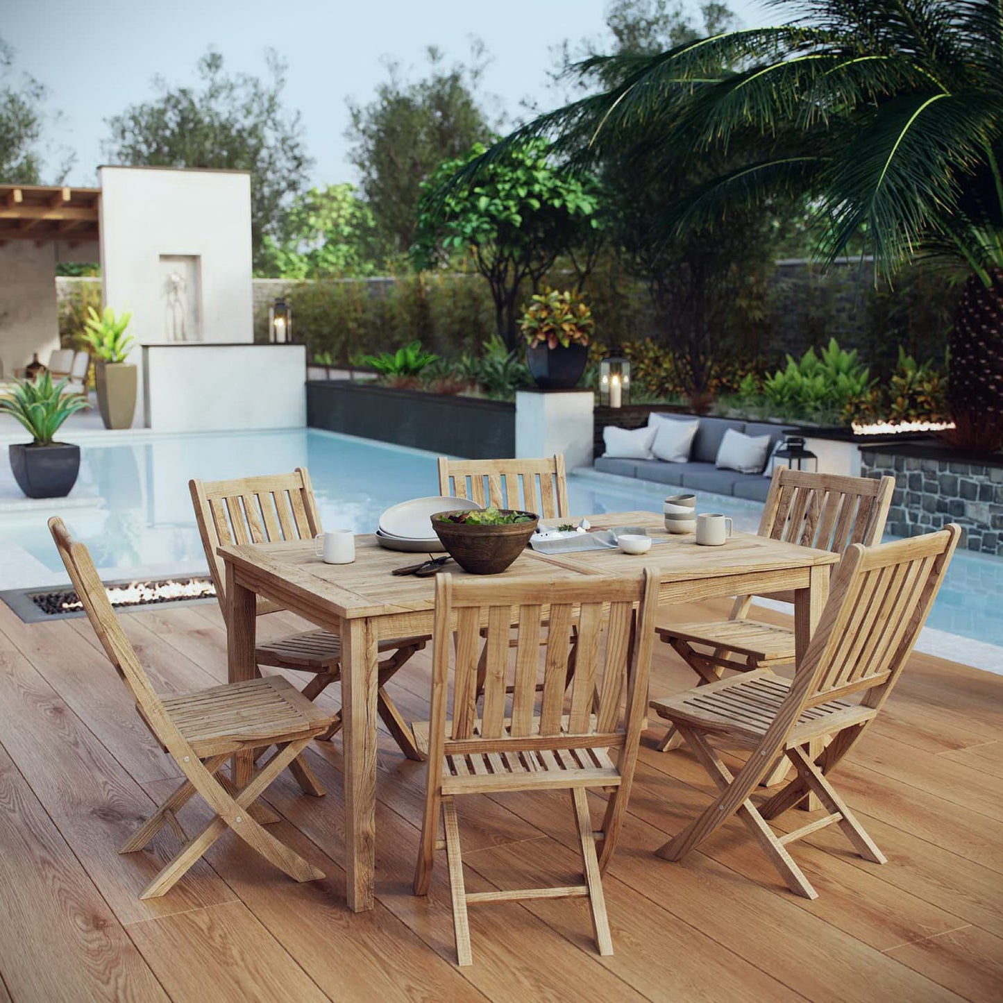 Marina 7 Piece Outdoor Patio Teak Dining Set by Modway EEI-3290
