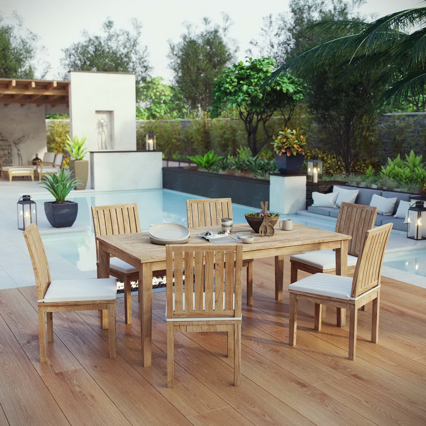 Marina 7 Piece Outdoor Patio Teak Dining Set by Modway EEI-3294