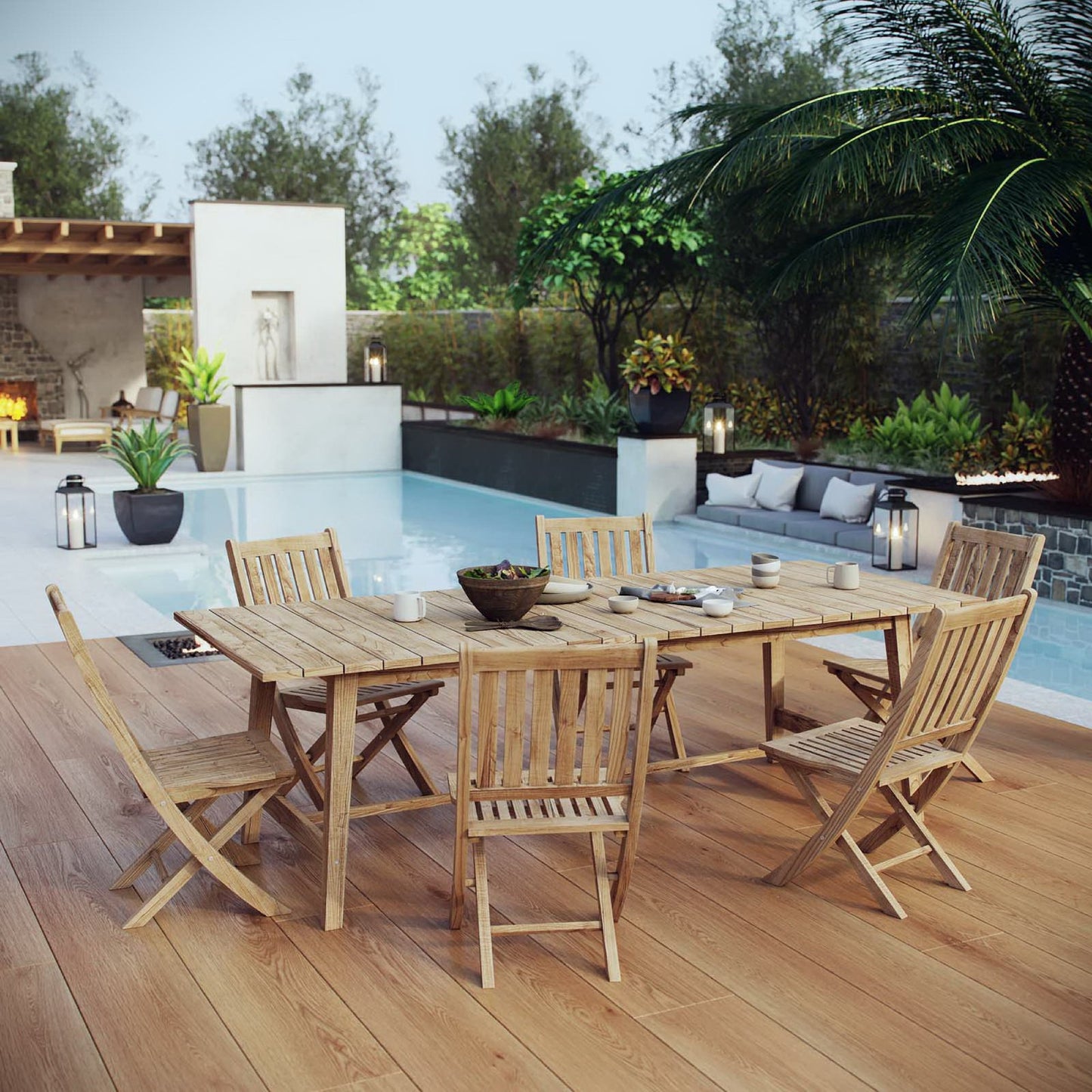 Marina 7 Piece Outdoor Patio Teak Dining Set by Modway EEI-3309